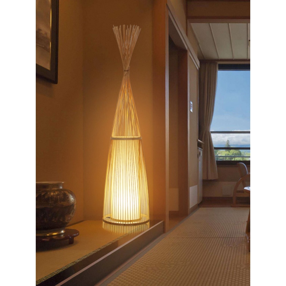 라탄스탠드조명 대나무 천연 침실 매장 램프 제트 LED전구를+대나무색깔30x90cm단색온난한빛 - 상세 이미지 2