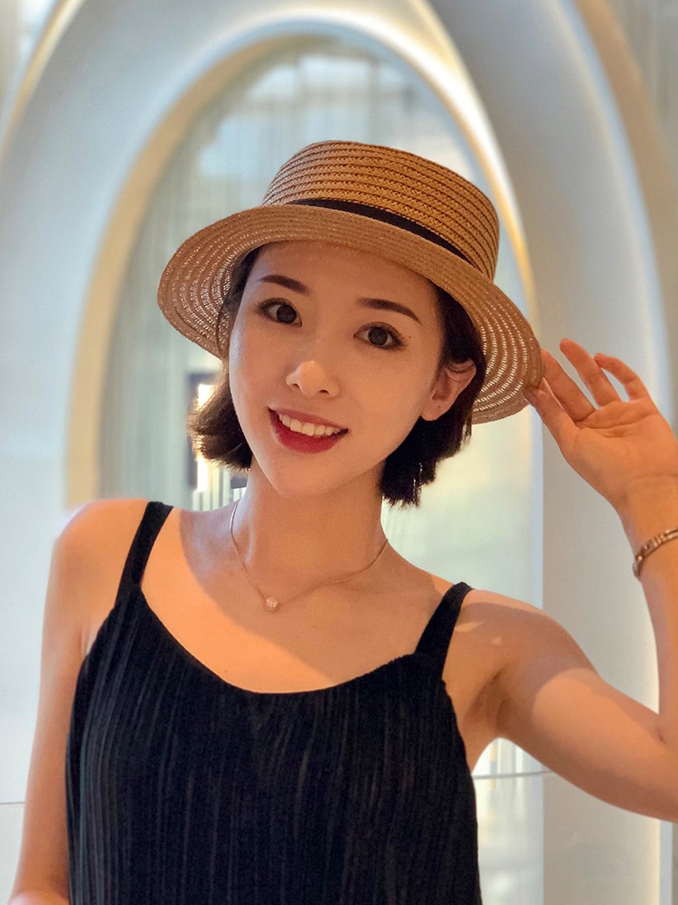 깊이낮은 밀짚 페도라 라탄 모자 휴양지 여행 여배우 예능 패션 5종 - 상세 이미지 4