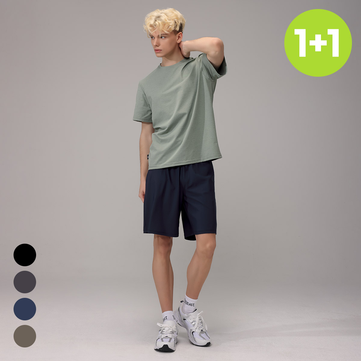 1+1 에버라스트 남자 여름 5부 반바지 스트라이프 팬츠 - 상품 이미지