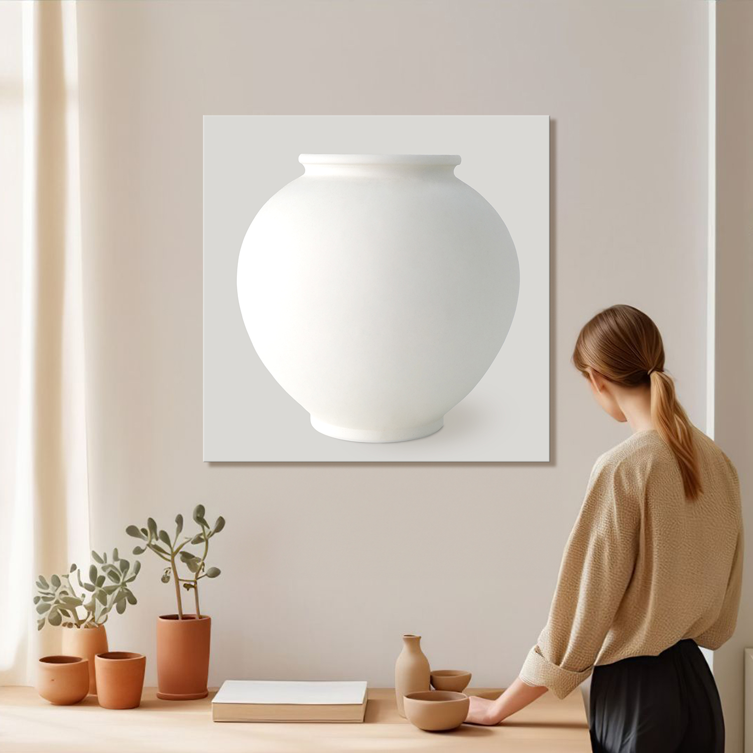 골든클로버클럽 캔버스액자 달항아리 풍수그림 80x80 거실인테리어 현관그림 대형액자 컬렉션 - 상세 이미지 3