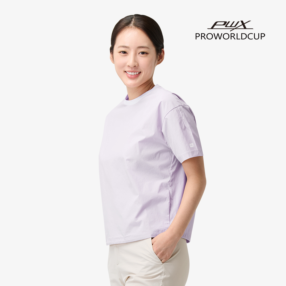 여성 우븐 반팔 라운드티 Q225-3621-22 - 상세 이미지 2