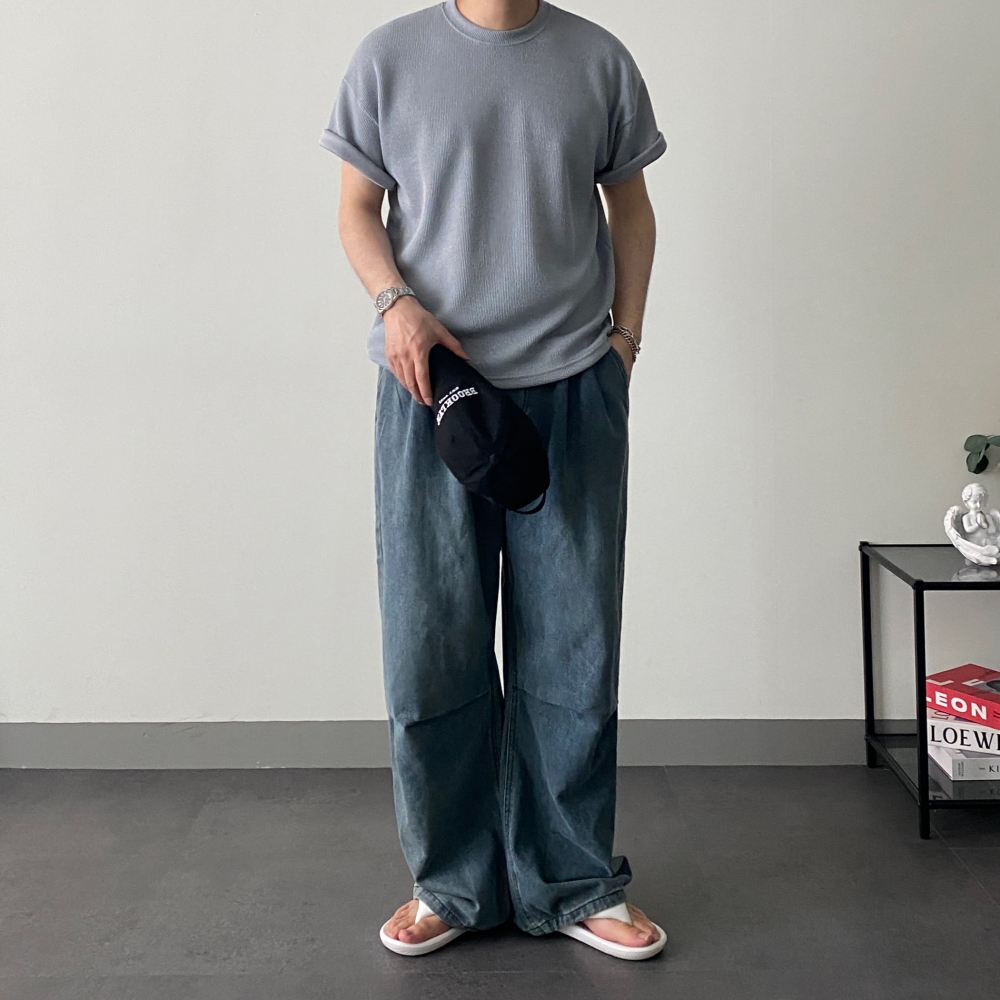 남자와이드청바지 남자밴딩청바지 남성통청바지 이미지 8