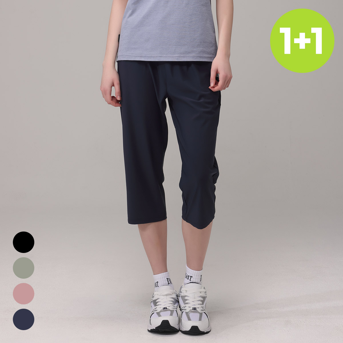 1+1 에버라스트 여성 7부 여름 바지 스트라이프 팬츠 - 상품 이미지