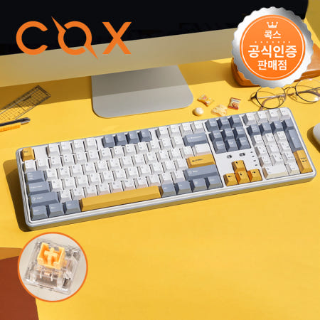 콕스 C108 유무선 블루투스 키보드 화이트그레이, 허니축, 40g