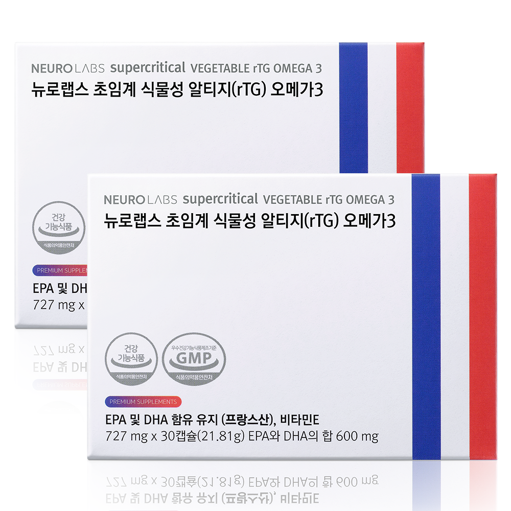 뉴로랩스 초임계 식물성 알티지 오메가3 DHA 순도85% 임산부 비건 30캡슐, 2개 제품 이미지