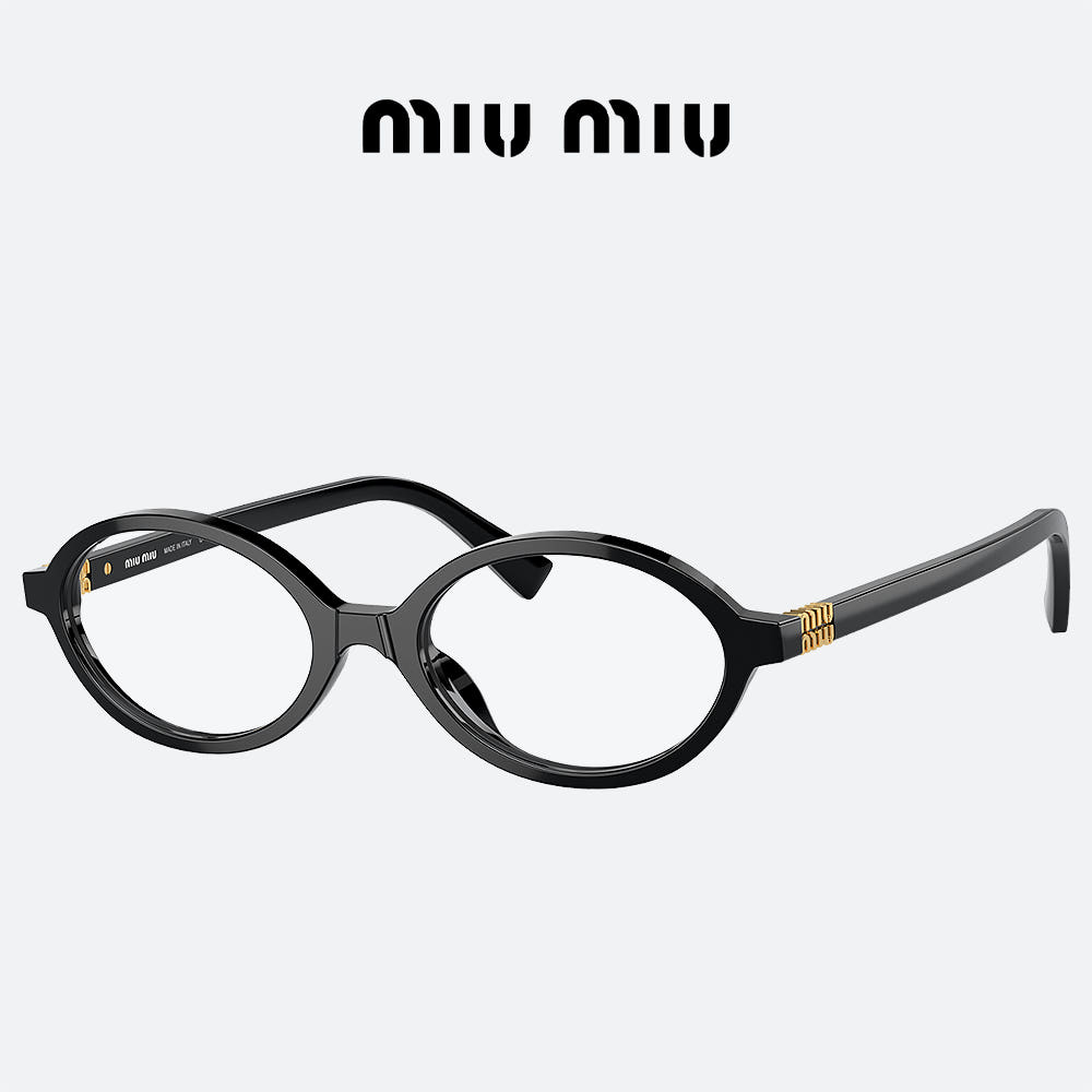미우미우 리가드 안경 MU01XV 1AB1O1 블랙 오벌 긱시크 뿔테 - 상세 이미지 4