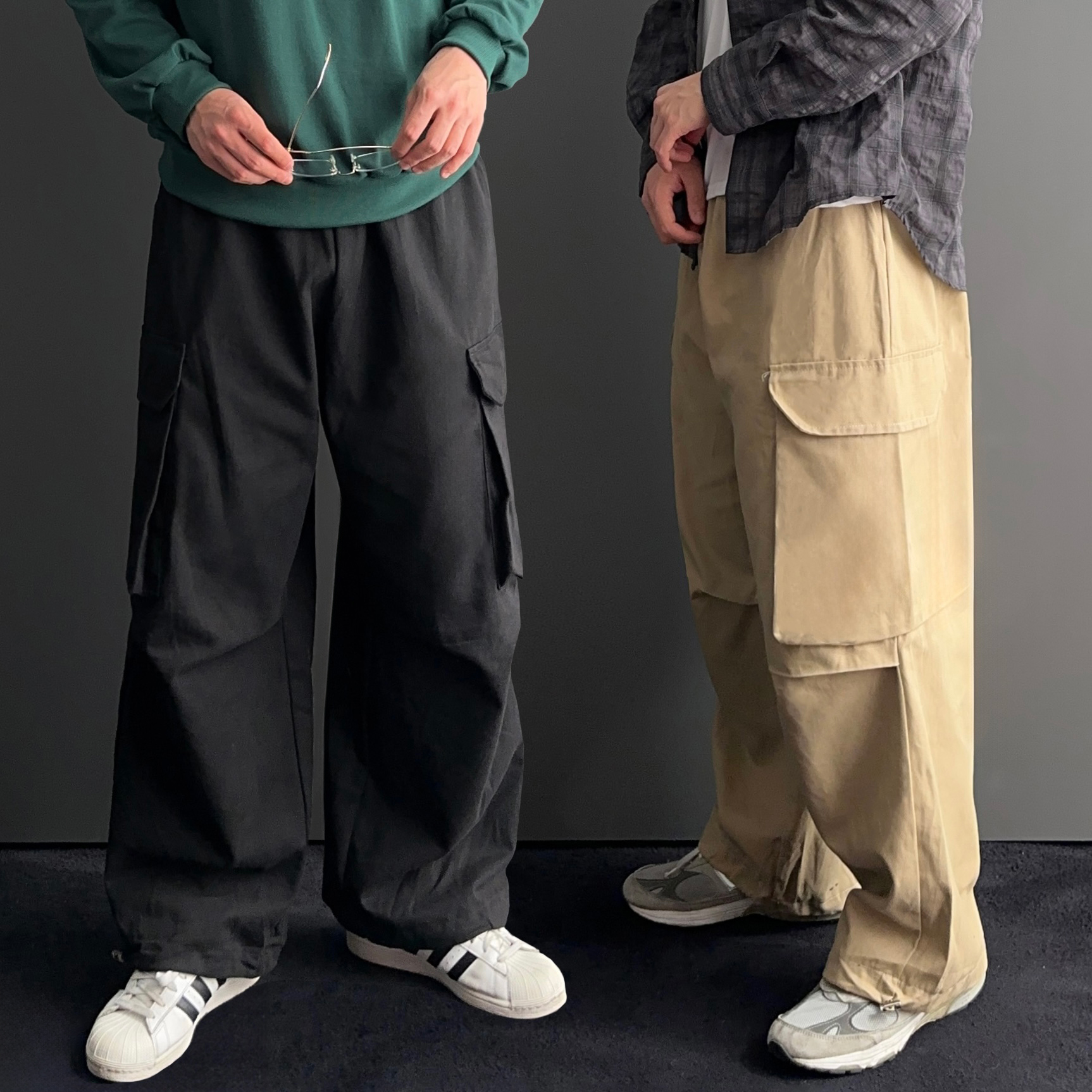 건빵바지 워크팬츠 퍼티그팬츠 와이드카고팬츠 - 상품 이미지