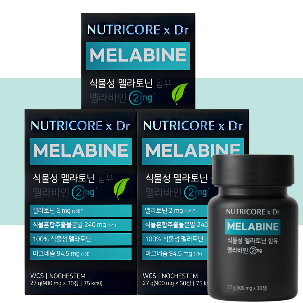 뉴트리코어 식물성 멜라토닌2mg 맬라토닌 멜라바인 30정X3박스 - 상품 이미지