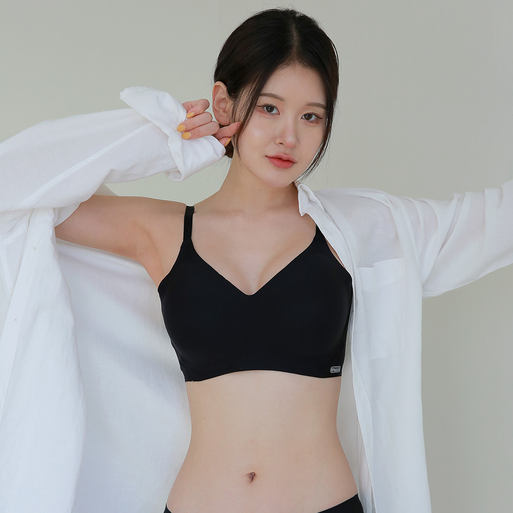 DDO 내추럴 볼륨핏 노와이어 심리스브라 패드일체형 머랭브라 블랙, 85A, 1장 - 상세 이미지 3