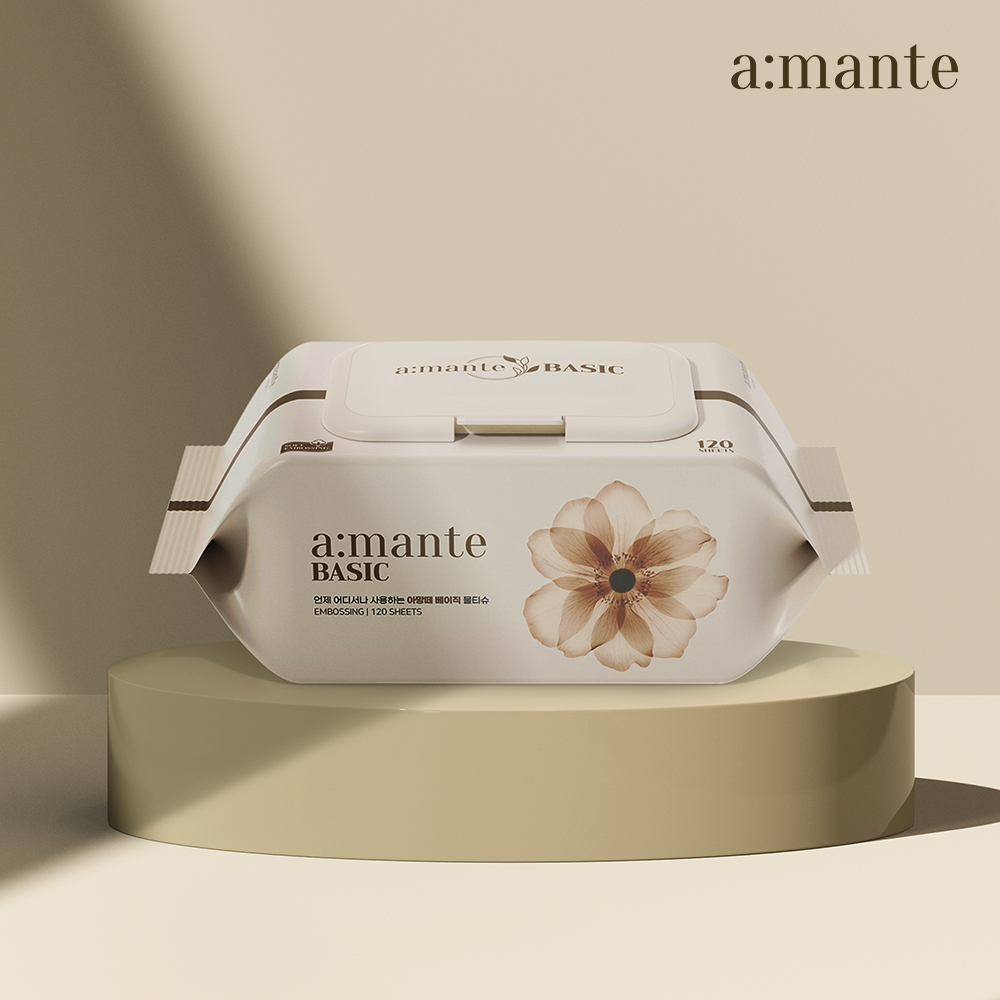 아망떼 베이직 대용량 아기물티슈 엠보싱 캡형 120매, 10개 제품 이미지