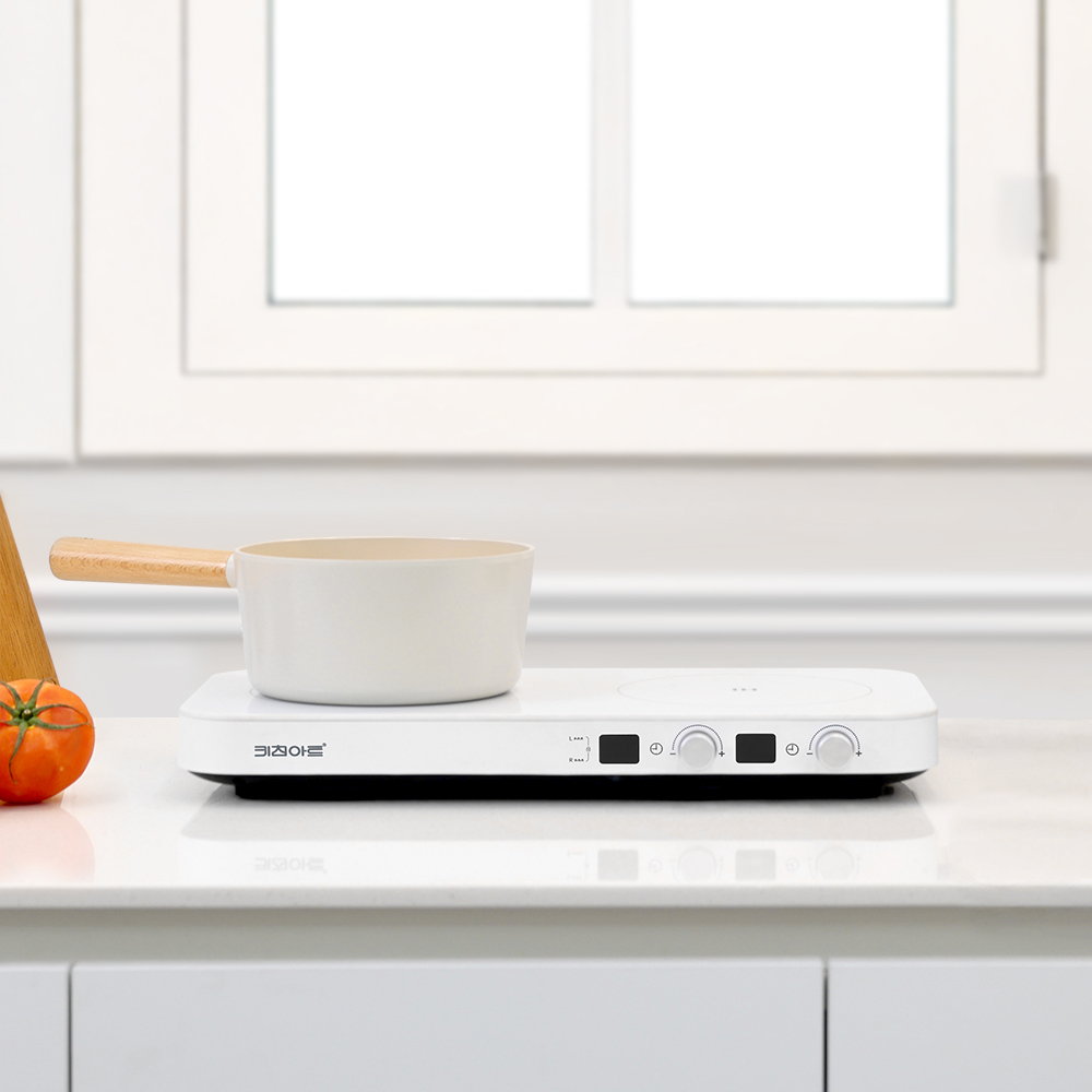키친아트 2구 인덕션 전기 레인지 프리스탠딩 이동식 화이트