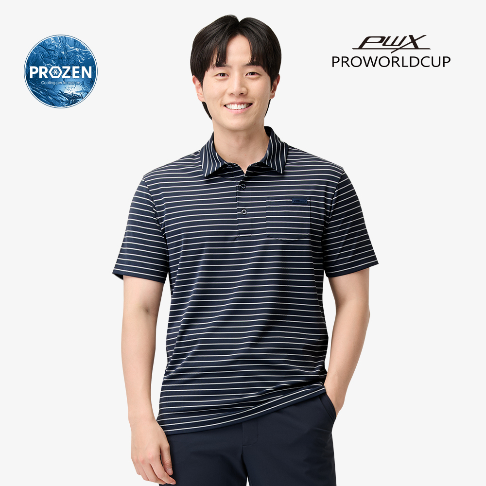남성 냉감 스트라이프 반팔 카라티 Q225-3325-26 - 상세 이미지 3