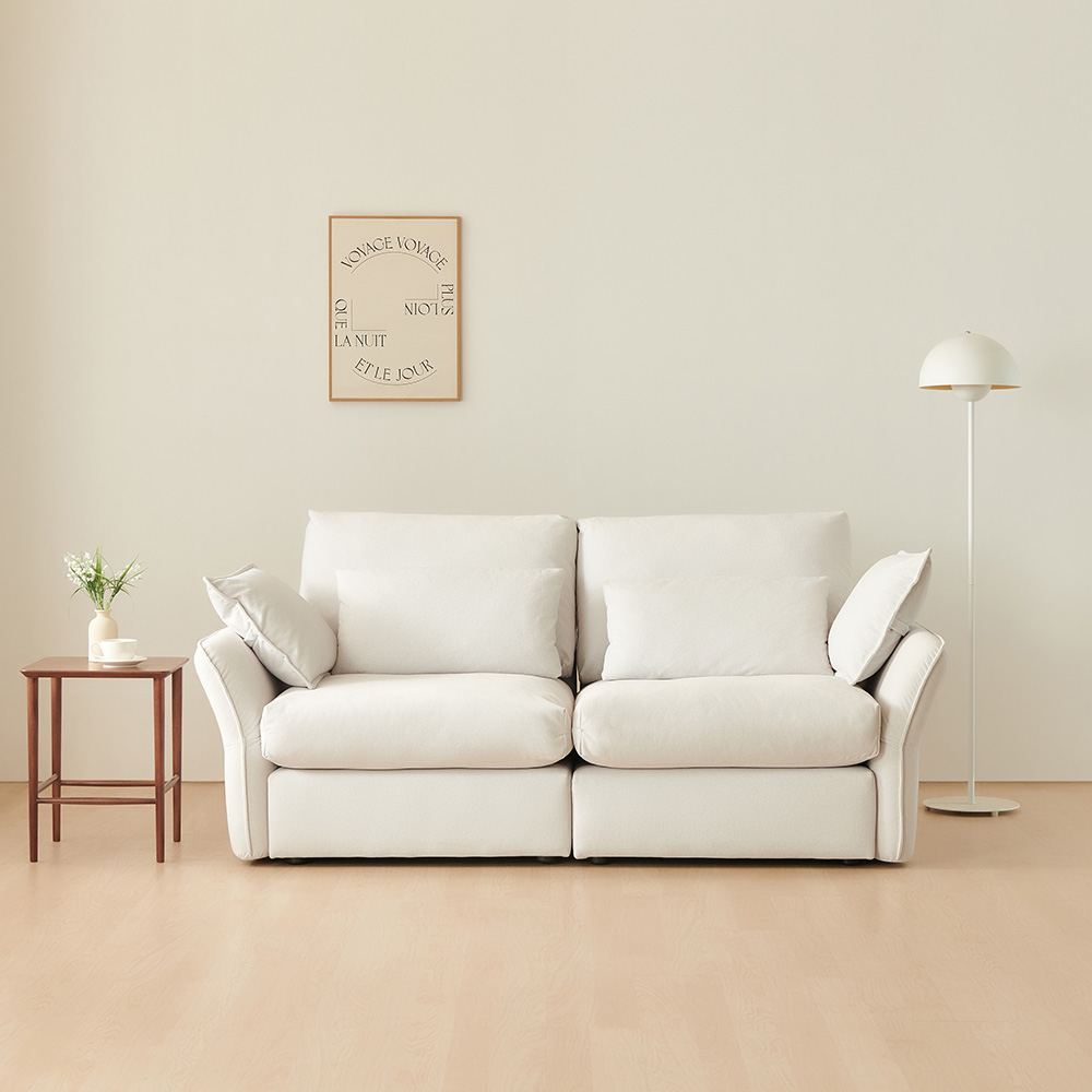 [리퍼브 특가] 이노센트 하늘 구스 패브릭 모듈형 소파 스툴미포함, 아이보리, 3인용