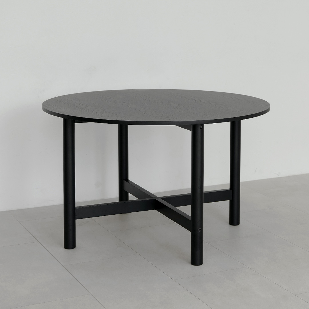 자야캠핑 반타 1725 애쉬 원목 블랙 식탁 원형 테이블 1200