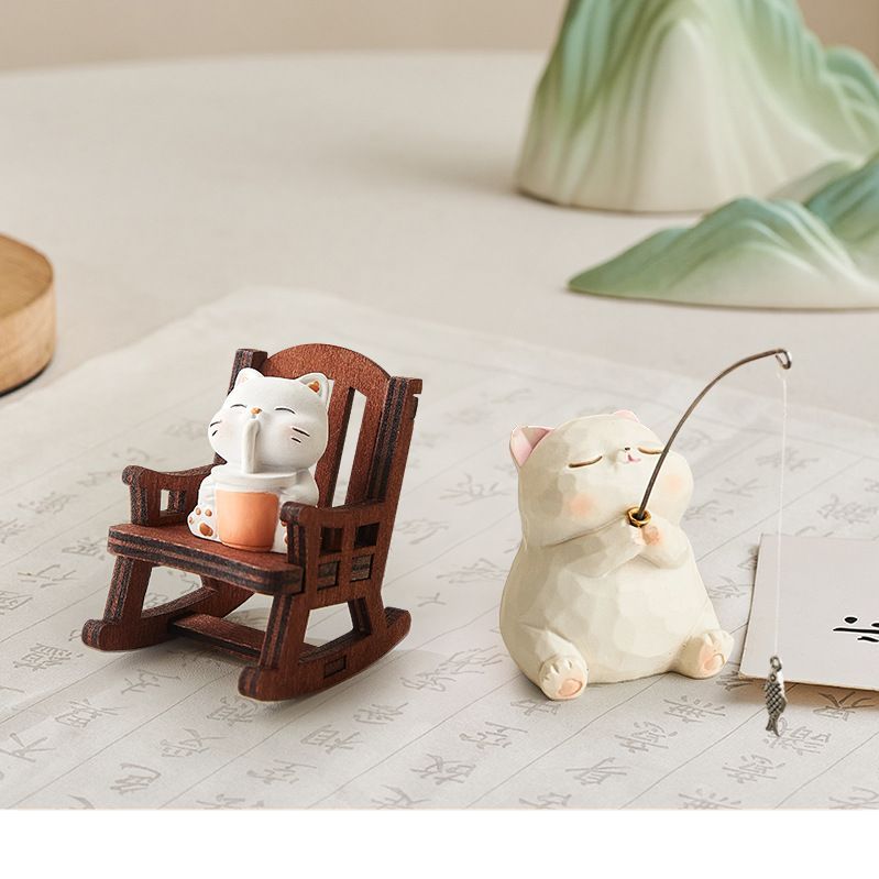 귀여운 고양이 동물 피규어 책상 장식 감성소품 밀크티 캣 1마리 - 상세 이미지 2
