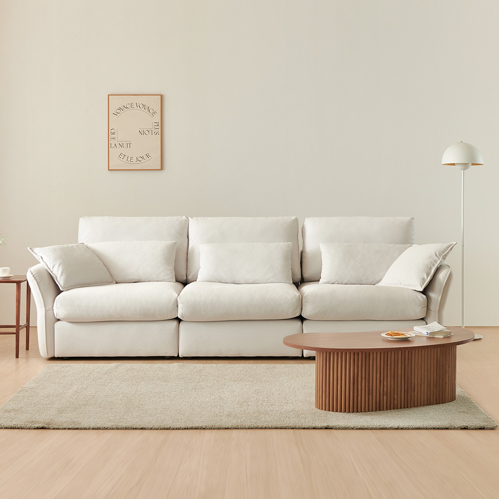 [리퍼브 특가] 이노센트 하늘 구스 패브릭 모듈형 소파 스툴미포함, 아이보리, 4인용