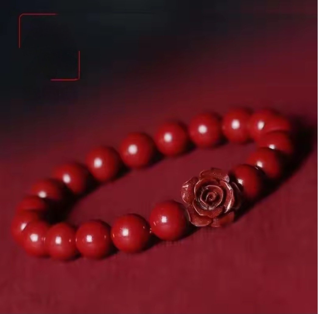 1+1 8mm 경면주사100% 빨간실 레드 장미 꽃 팔찌 러브 행운 우정 염주 부적 이미지 6