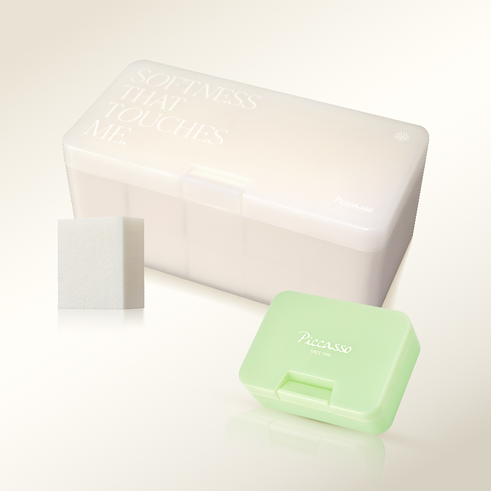[라운지단독] [피카소] 라텍스 스퀘어 스펀지 대용량 20P(+하드 스펀지 케이스 밀크그린 증정)