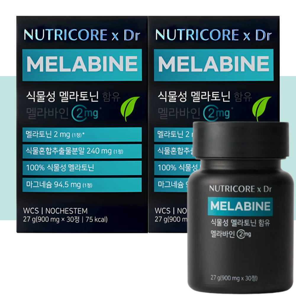 뉴트리코어 식물성 멜라토닌2mg 맬라토닌 멜라바인 30정X2박스 - 상품 이미지