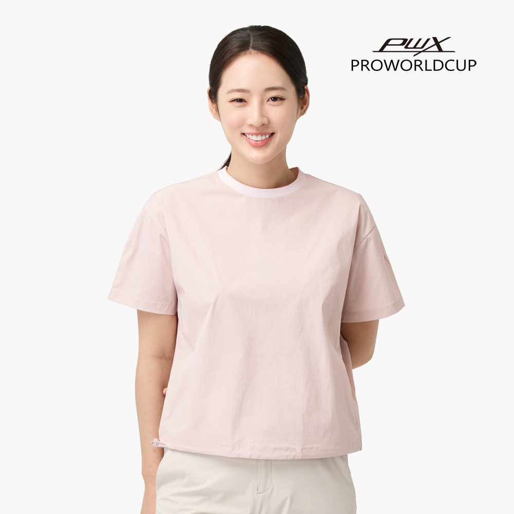 여성 우븐 반팔 라운드티 Q225-3621-22 - 상세 이미지 3