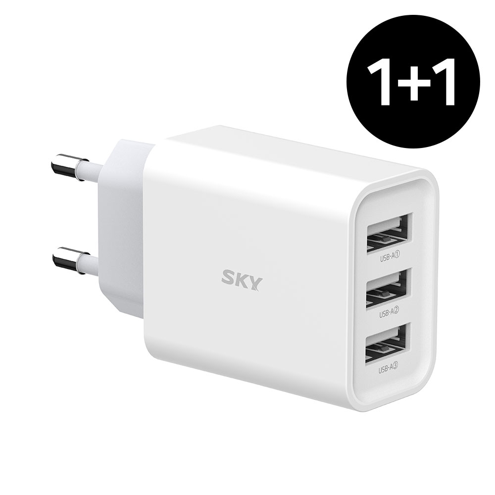 1+1 스카이 필 C3 18W 3포트 USB 멀티 일반저속 충전기 어댑터 5V 제품 이미지