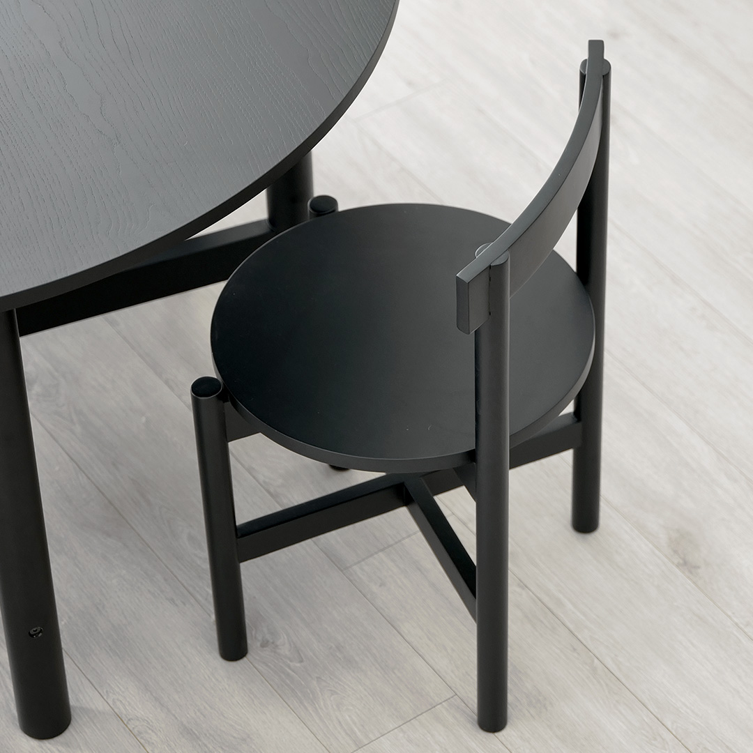 자야캠핑 반타 1725 애쉬 원목 블랙 식탁 원형 테이블 1200