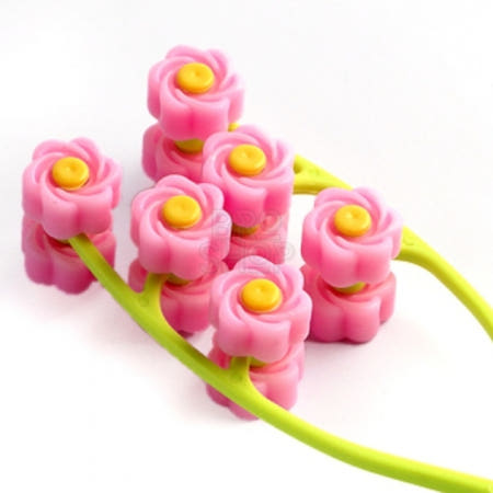 브로샵 3단 플라워 페이스 롤러 얼굴지압기 얼굴마사지 브이라인마사지기