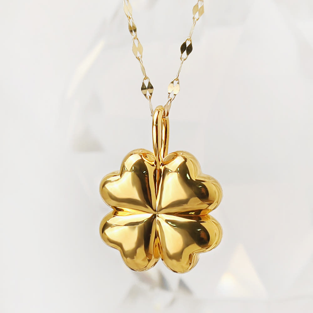 주리에떼 주리에떼 24K 순금 99.9 데일리 플라워 블리스유 행운의 클로버 금 목걸이(14K/18K 체인)