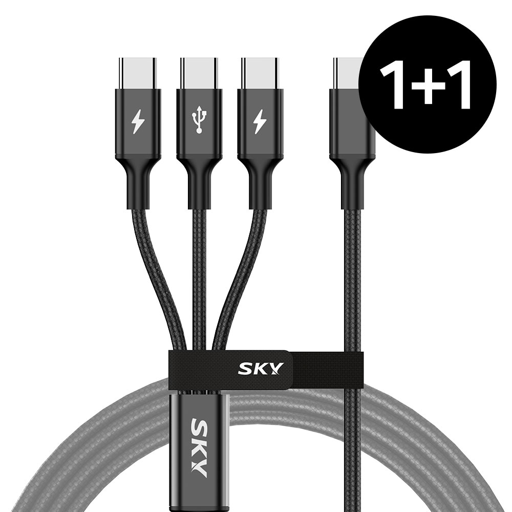 1+1 비트 60W C타입 to 3C USB PD 고속 충전 3in1 케이블