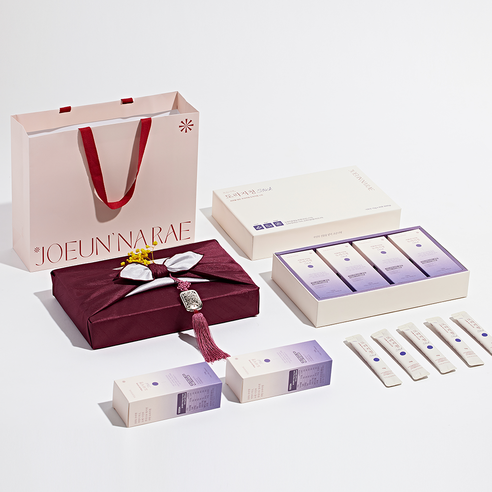 [고급보자기포장] 조은나래 국산 도라지청 스틱 선물세트 약도라지청 600g(10포 X 4BOX)