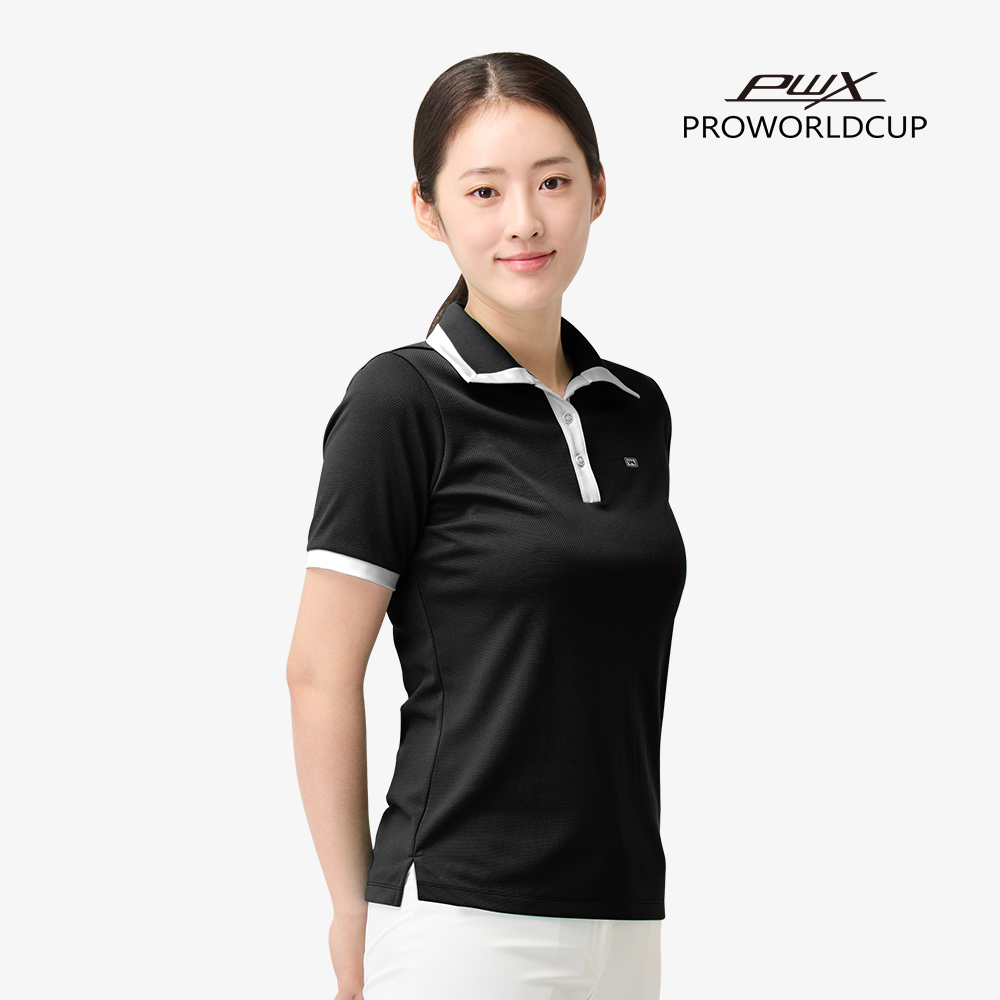 여성 자카드 반팔 카라티 Q225-3421-22 - 상세 이미지 3