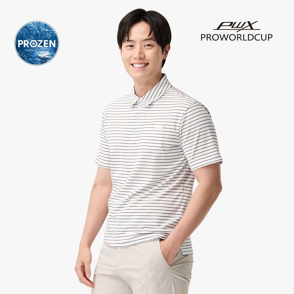 남성 냉감 스트라이프 반팔 카라티 Q225-3325-26 - 상세 이미지 2
