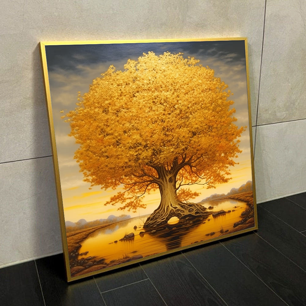 돈들어오는 그림 자연풍경 Best 매화 황금나무 돈나무 대나무 폭포 달항아리 캔버스 액자 60x60 정사각형 - 상세 이미지 5