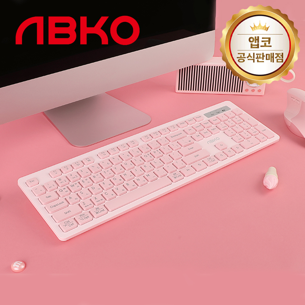 앱코 AK10 오피스 마스터 저소음 슬림 무선 키보드 핑크, 멤브레인 - 메인 이미지