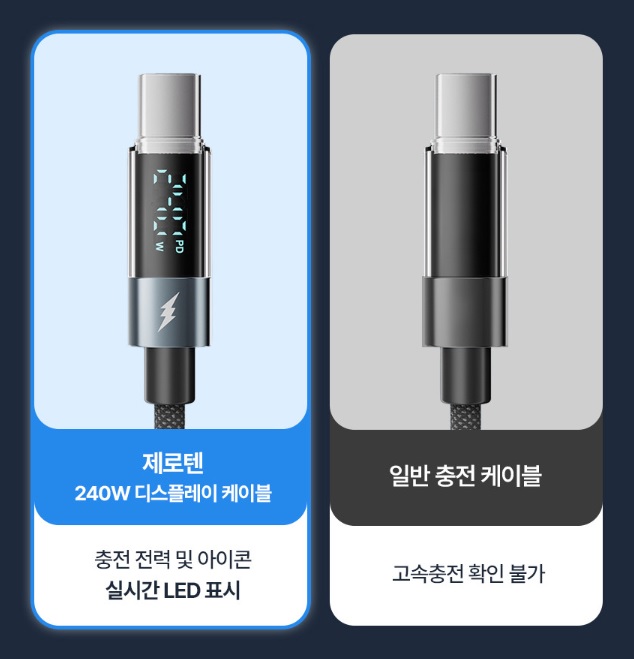 고속 충전 케이블 제로텐 240W C to C PD 충전 케이블 추천 USB-C 충전