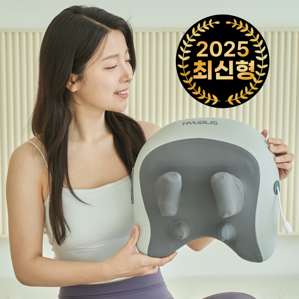 휴리아 목 어깨 안마 엑스 찜질 베개 마사지기 무선 온열 지압 안마기