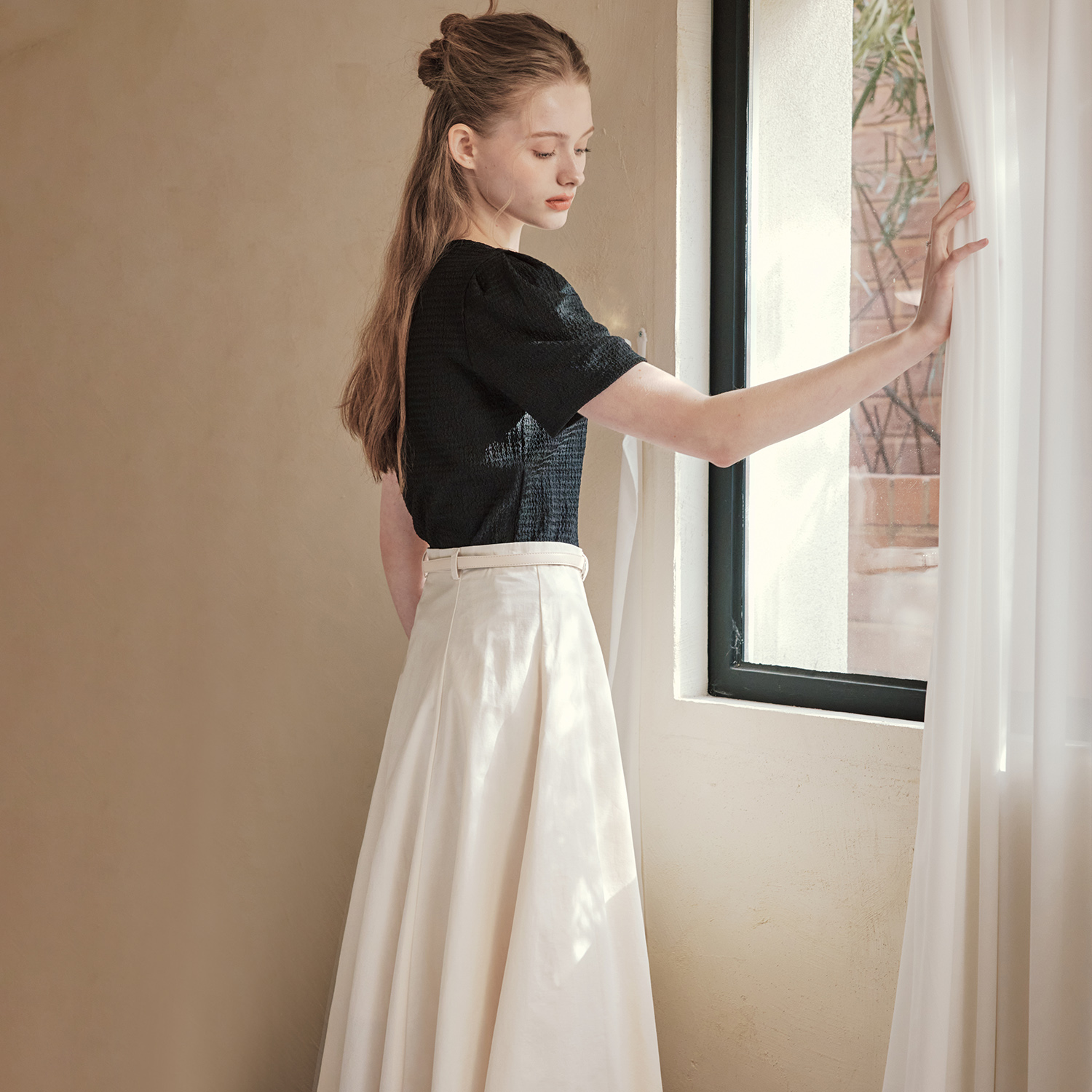 [제로스트릿][2컬러] 썸머 벨트 에이라인 플레어 스커트 SUMMER BELT A LINE FLARE SKIRT - 상세 이미지 5