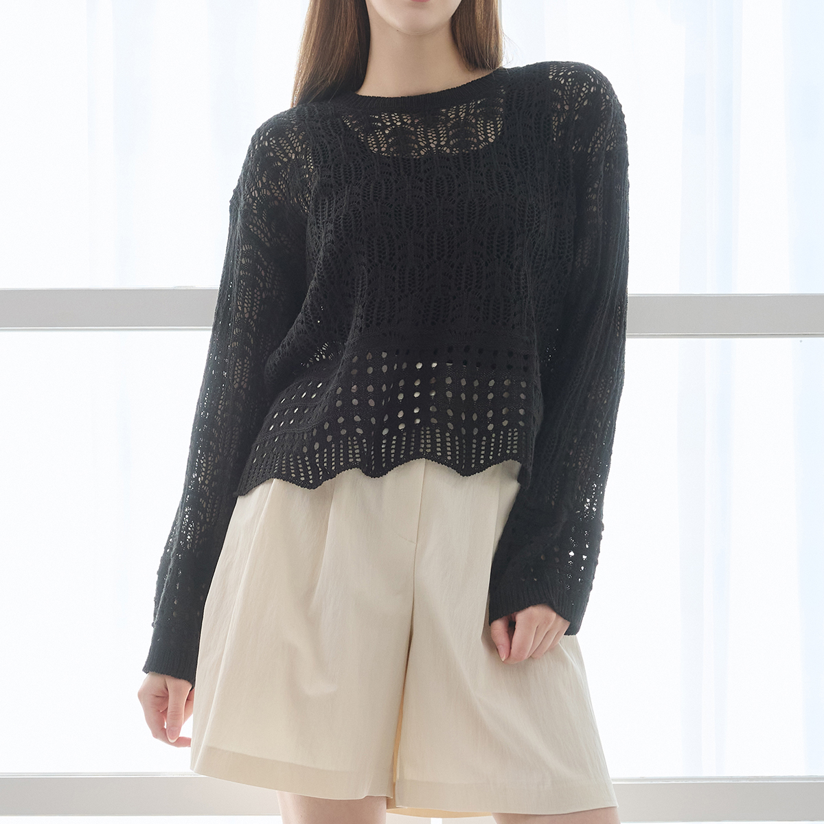 예시카 썸머 스카시 레이어드 시스루 니트 YJ4KP500 - 상세 이미지 4