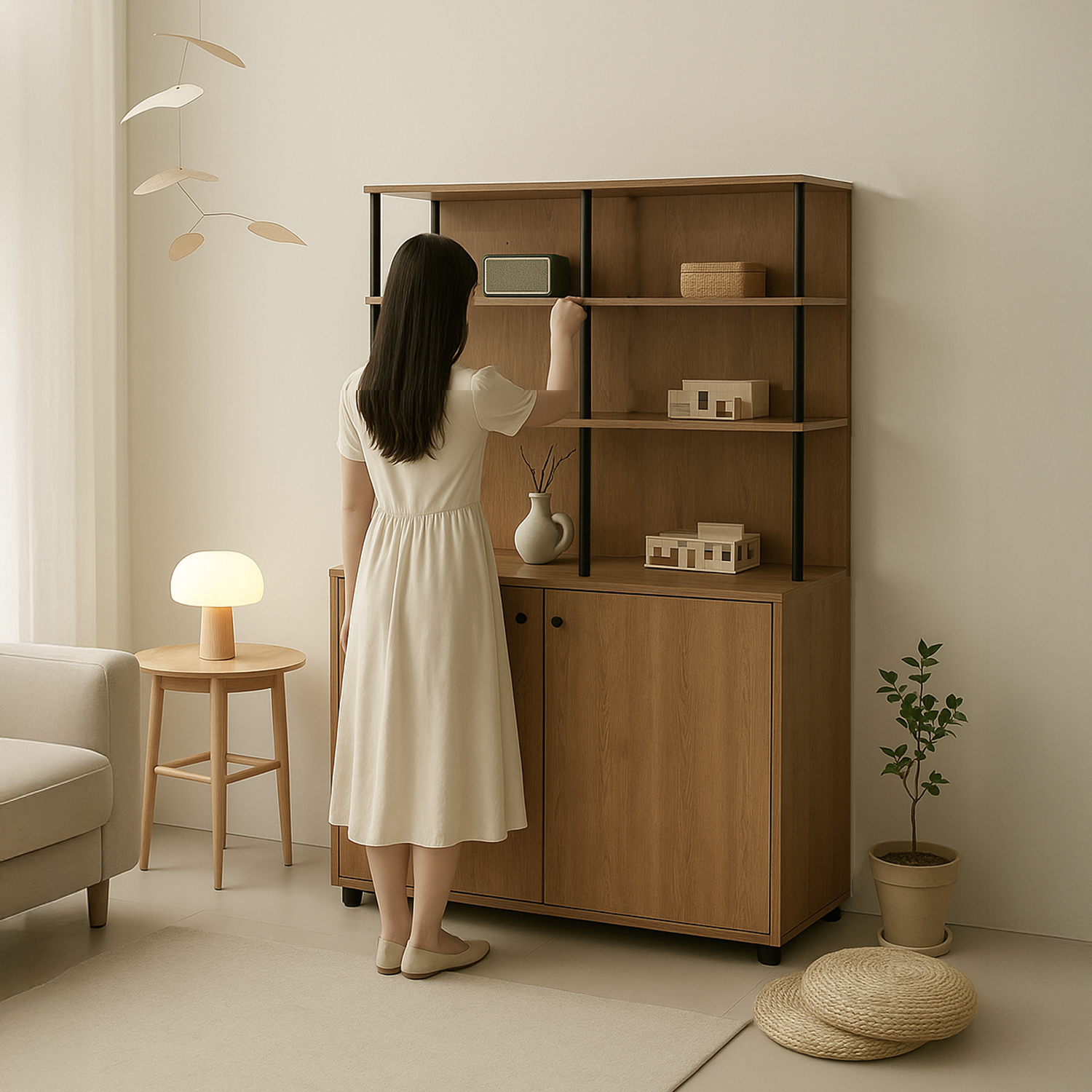 홈카페수납장 600 주방수납장 김치 냉장고 자리 수납장 그릇장