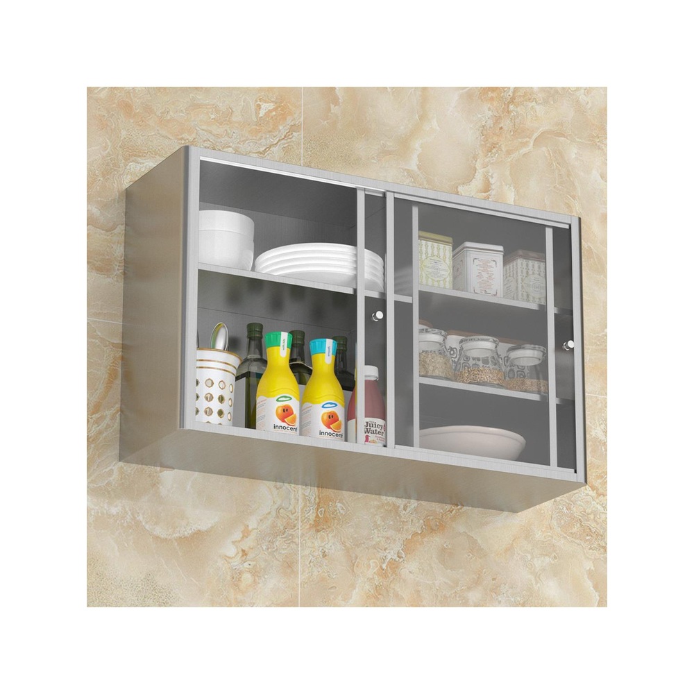 주방상부장 조미료 진열장 그릇장 정리함 수납장 스텐 60x40x20cm 브러시 전체 의상 - 상품 이미지