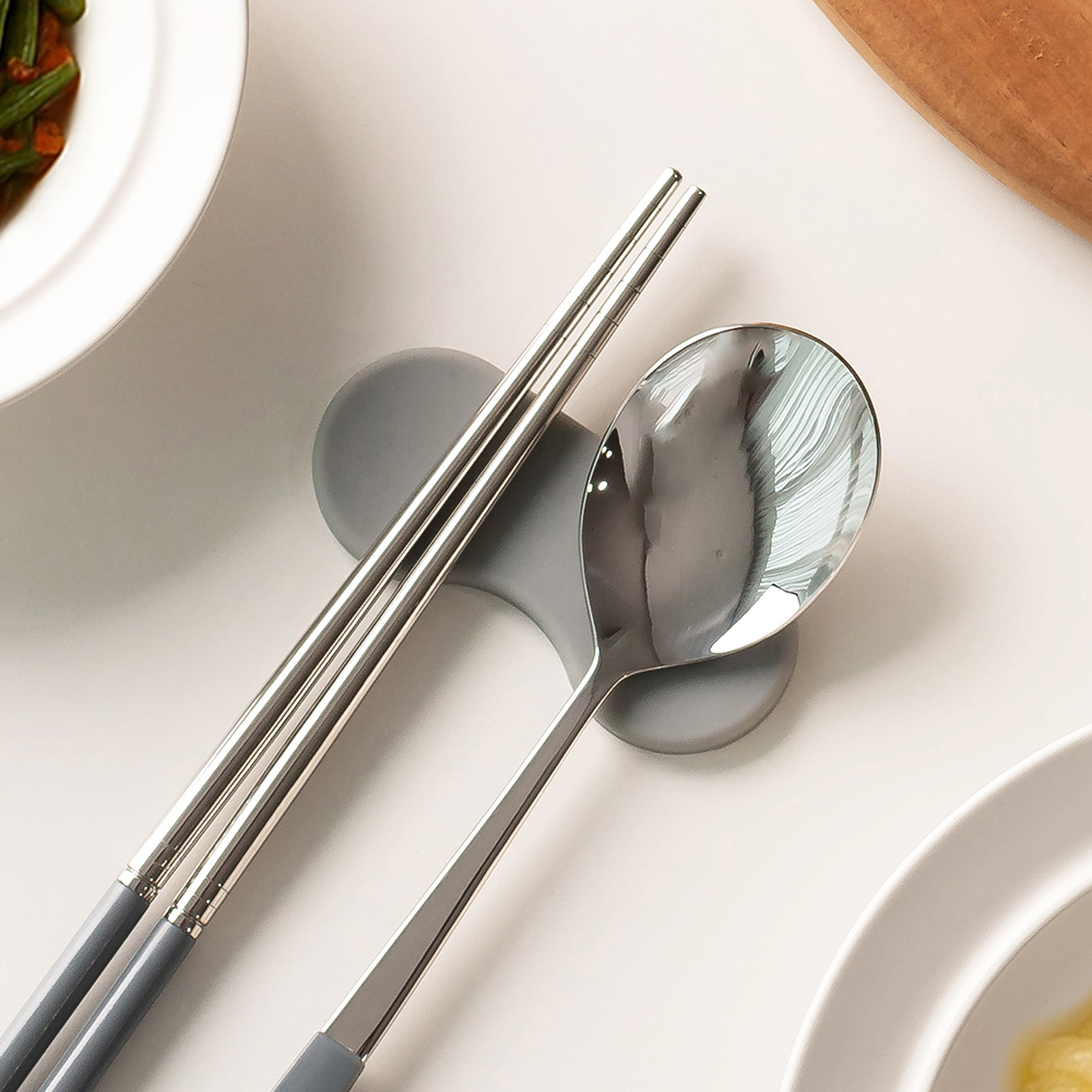 국산 플라이토 실리콘 수저받침대 귀여운 숟가락 젓가락 받침세트 누비 - 상세 이미지 2