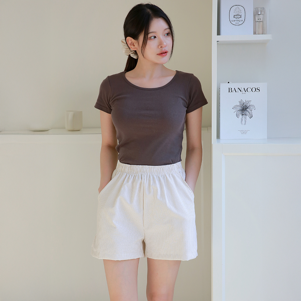 DDO 썸머 데일리 스트라이프 쇼츠 여성홈웨어 소라 파자마바지 - 상세 이미지 4
