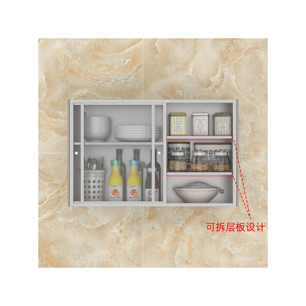주방상부장 조미료 진열장 그릇장 정리함 수납장 스텐 60x40x20cm 브러시 전체 의상 - 상세 이미지 4