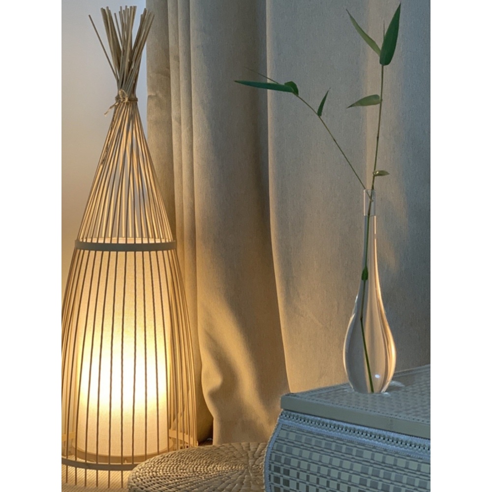 라탄스탠드조명 대나무 천연 침실 매장 램프 제트 LED전구를+대나무색깔30x90cm단색온난한빛 - 상세 이미지 3