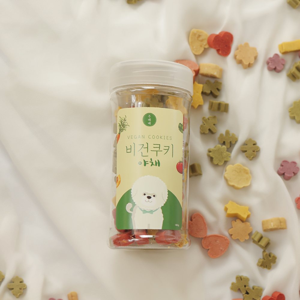 주베베 비건쿠키 대용량 강아지 비건 간식 트릿 야채, 180g, 1개 제품 이미지