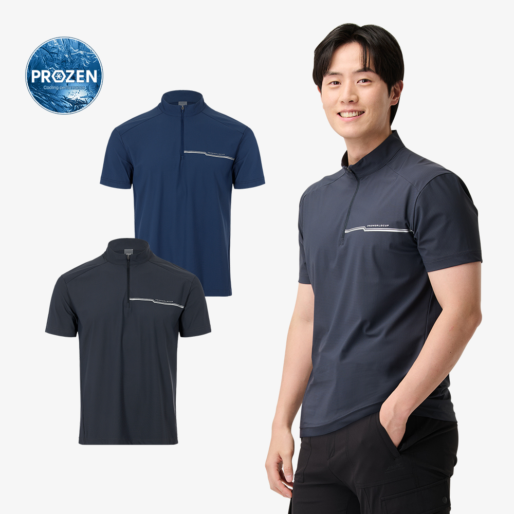 남성 냉감 반팔 집업티 Q225-3121-22 - 상품 이미지