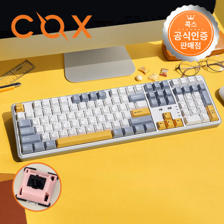 콕스 C108 유무선 블루투스 키보드 화이트그레이, 용과축, 40g