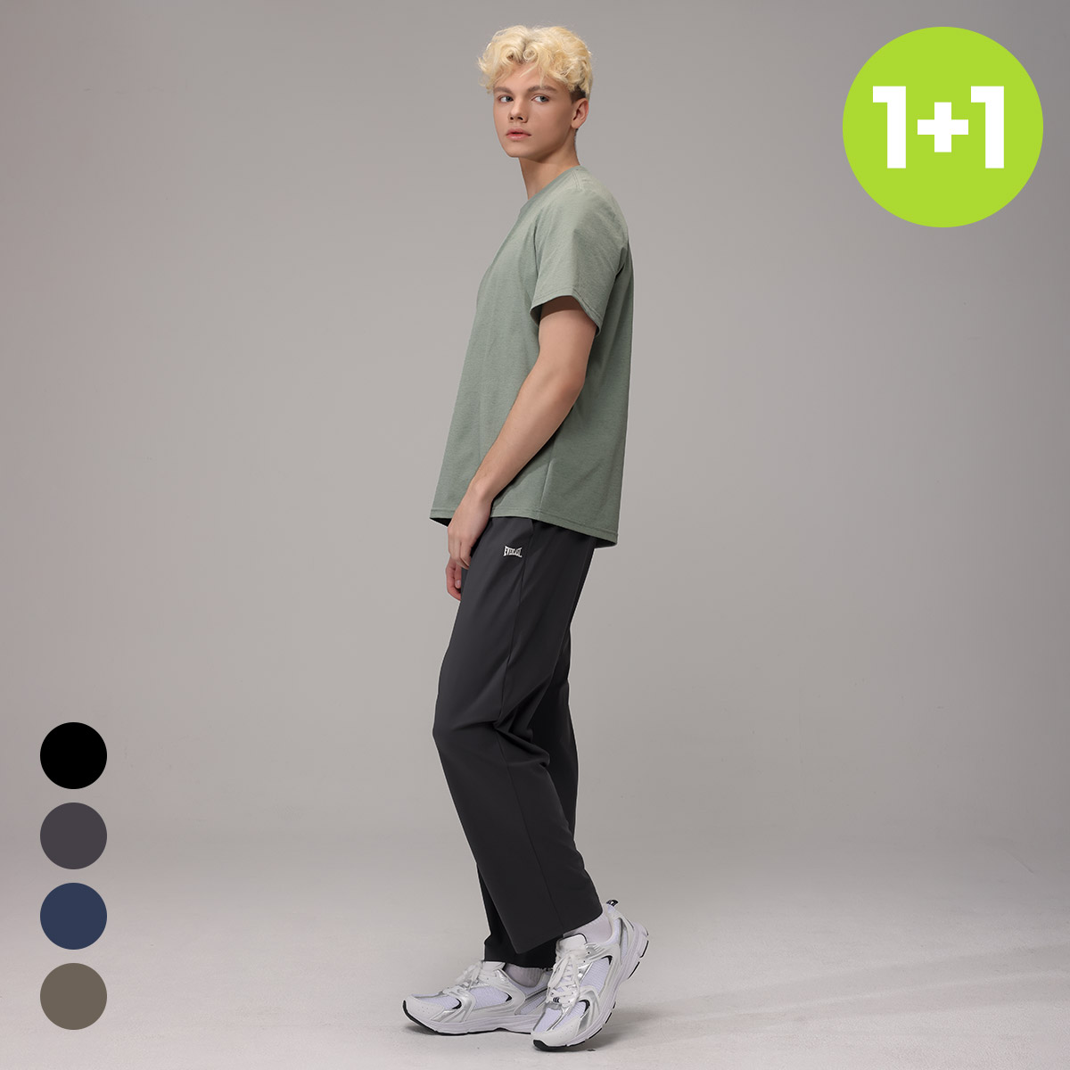 1+1 에버라스트 남자 9부 쿨링 바지 스트라이프 팬츠 - 상품 이미지