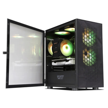 DARKFLASH DLM21 RGB MESH 강화유리 블랙 (미니타워)