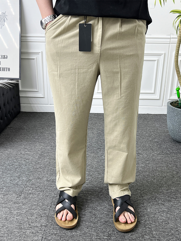 남자 여름바지 반밴딩 투턱 와이드 마 린넨팬츠
